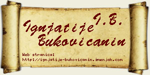 Ignjatije Bukovičanin vizit kartica